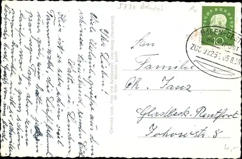 Ak Eversberg Meschede im Sauerland, Durchblick zum Ort