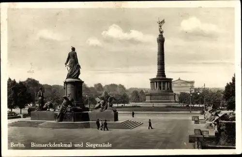 Ak Berlin Tiergarten, Bismarckdenkmal und Siegessäule