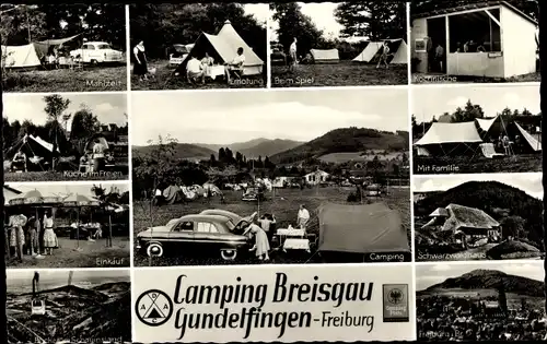 Ak Gundelfingen im Breisgau, Campingplatz, Freiburg, Schwarzwaldhaus, Seilbahn