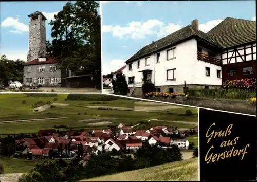 Ak Gersdorf in Sachsen?, Kirche, Gesamtansicht, Ferien auf dem Bauernhof, Adam Schrön