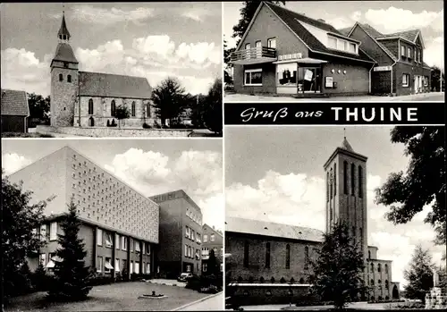 Ak Thuine im Emsland, Kirche, Edeka, Schule