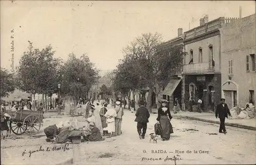 Ak Saida Algerien, Rue de la Gare