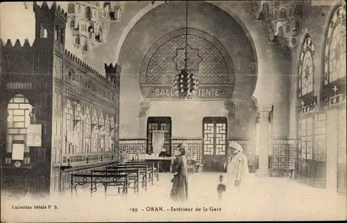Ak Oran Algerien, Interieur de la Gare, Bahnhof, Innenansicht