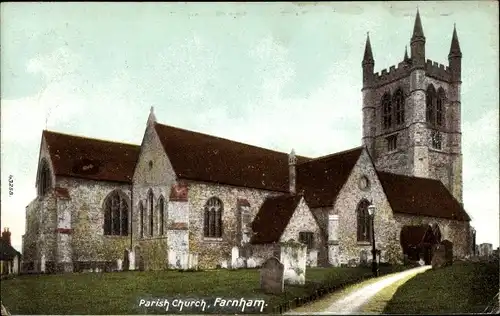 Ak Farnham Surrey England, Parish Church