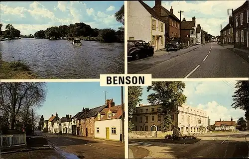 Ak Benson South Oxfordshire England, Straßenpartie, See, Wohnhäuser