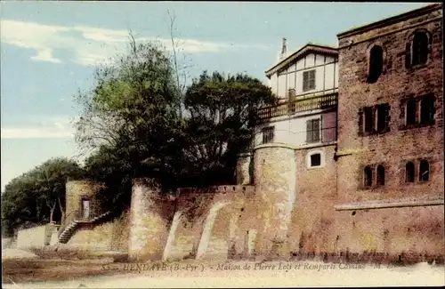 Ak Hendaye Pyrénées-Atlantiques, Maison de Pierre Loti, Remparts Camino