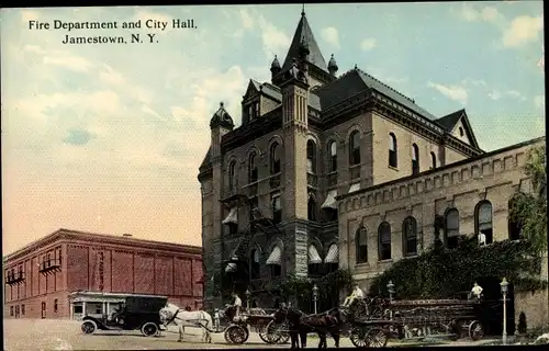 Ak Jamestown New York USA, Fire Department and City Hall