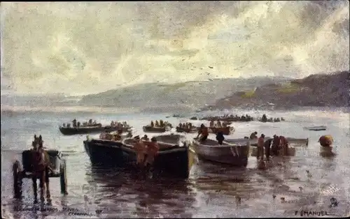 Künstler Ak Manuel, F., St Ives Cornwall England, Uferpartie, Ruderboote