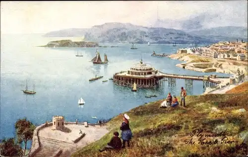 Künstler Ak Plymouth South West England, The Hoe and Pier, Tuck