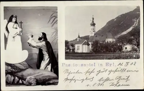 Foto Ak Erl in Tirol, Kirche, Passionsspiel 1902
