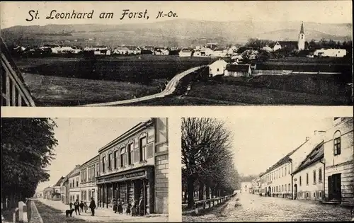 Ak Sankt Leonhard am Forst Niederösterreich, Panorama, Straßenpartie