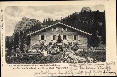 Ak Ebbs in Tirol, Vorderkaiserfelden Hütte im Kaiserthal