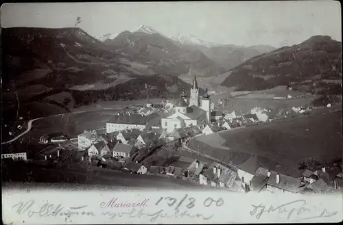 Ak Mariazell Steiermark, Panorama mit Basilika
