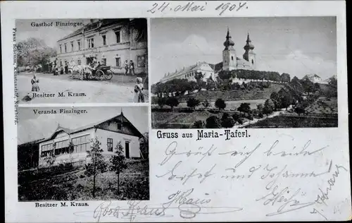 Ak Maria Taferl in Niederösterreich, Gasthof Finzinger, Kirche
