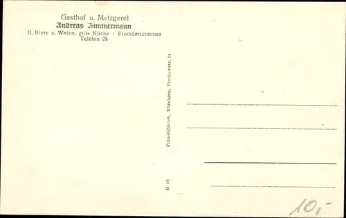 Ak Hirschau in der Oberpfalz, Gasthof und Metzgerei Andreas Zimmermann