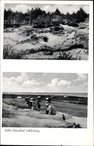 Ak Sahlenburg Cuxhaven in Niedersachsen, Wald-Strandbad