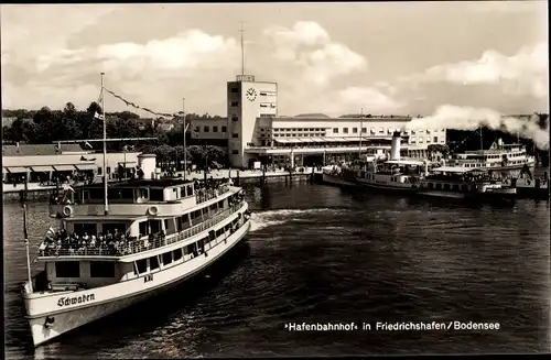 Ak Friedrichshafen am Bodensee, Hafenbahnhof, Dampfer Schwaben