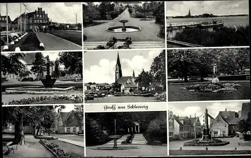 Ak Schleswig an der Schlei, Parkanlagen, Denkmal, Freitreppen, Kirche