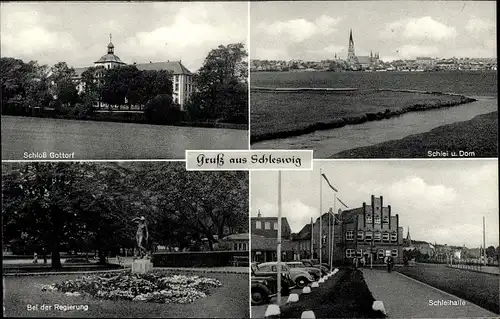 Ak Schleswig an der Schlei, Schloss Gottorf, Schlei, Dom, Schleihalle, Bei der Regierung