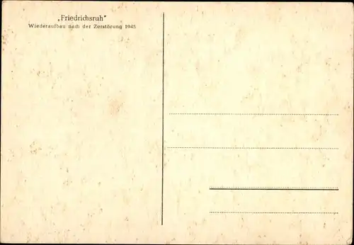 Ak Friedrichsruh Aumühle im Herzogtum Lauenburg, Wiederaufbau nach der Zerstörung 1945