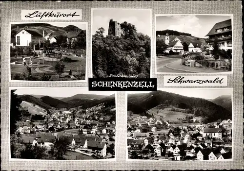 Ak Schenkenzell im Schwarzwald, Straßenpartie, Gesamtansicht, Schenkenburg