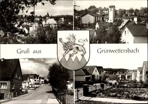 Wappen Ak Grünwettersbach Karlsruhe in Baden, Siedlung, Straßenpartie