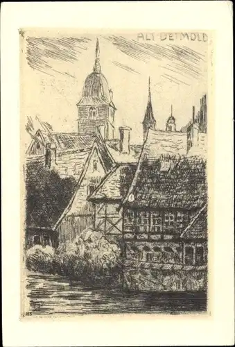 Künstler Ak Detmold in Nordrhein Westfalen, Partie in Alt-Detmold