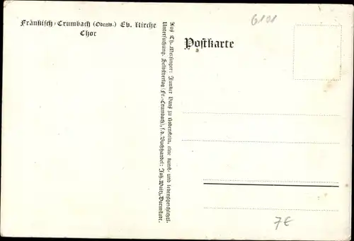 Ak Fränkisch Crumbach im Odenwald, Evangelische Kirche, Chor