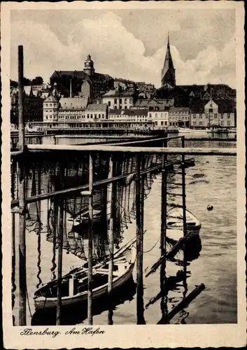 Ak Flensburg in Schleswig Holstein, Am Hafen