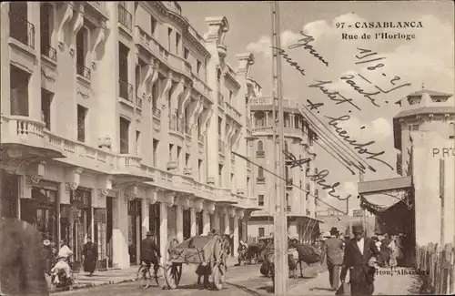 Ak Casablanca Marokko, Rue de l'Horloge