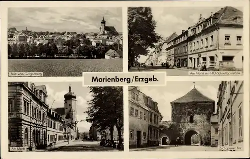 Ak Marienberg im Erzgebirge Sachsen, Markt, Zschopauer Tor, Blick vom Golgenberg, Gaststätte