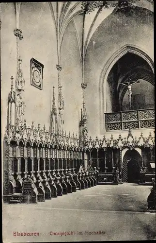 Ak Blaubeuren in Württemberg, Chorgestühl im Hochaltar