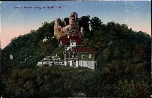 Ak Steinthaleben Kyffhäuserland in Thüringen, Ruine Rothenburg, Gasthof