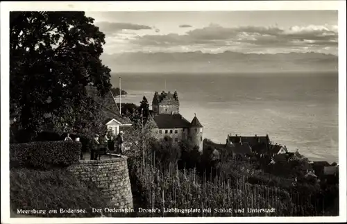 Ak Meersburg am Bodensee, Oedenstein, Droste's Lieblingsplatz mit Schloss und Unterstadt