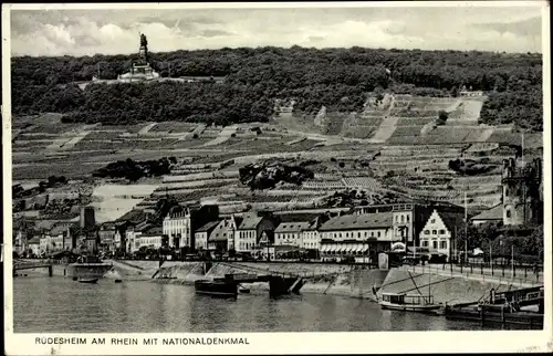 Ak Rüdesheim am Rhein, Niederwald Nationaldenkmal, Gesamtansicht