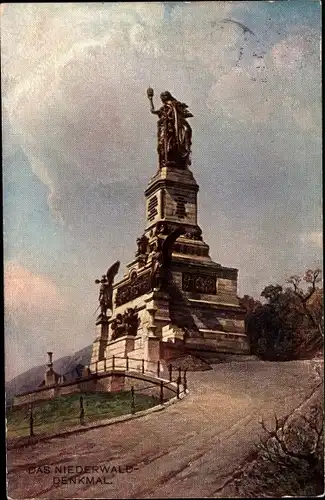 Künstler Ak Rüdesheim am Rhein, Niederwald Nationaldenkmal