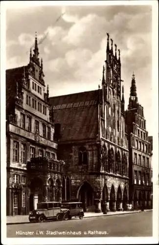 Ak Münster in Westfalen, Stadtweinhaus, Rathaus, Autos