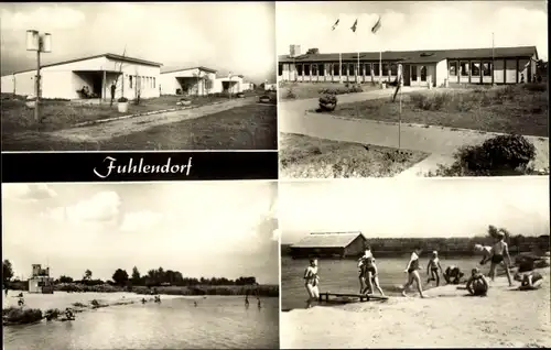 Ak Fuhlendorf Vorpommern, Kinderferienlager, Bungalows, Strandpartie