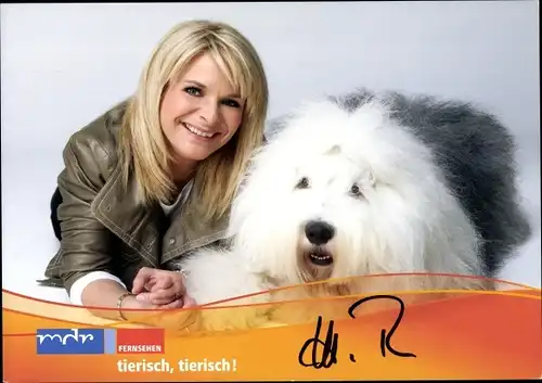 Ak Sängerin Uta Bresan, Hund Ariane, MDR Fernsehen, Tierisch, tierisch