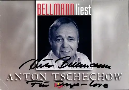 Ak Schauspieler Dieter Bellmann liest Anton Tschechow, Autogramm