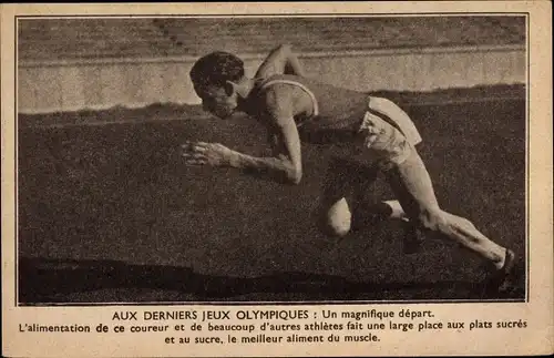 Ak Aux derniers jeux Olympiques, Magnifique départ, Coureur