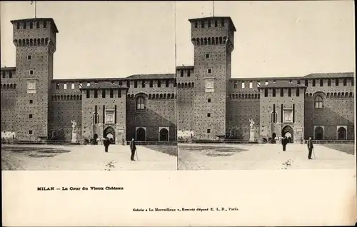 Stereo Ak Milano Mailand Lombardia, La Cour du Vieux Chateau