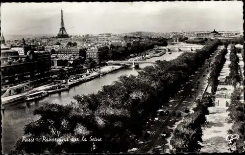 Ak Paris VII, La Tour Eiffel, Eiffelturm, Panorama sur la Seine