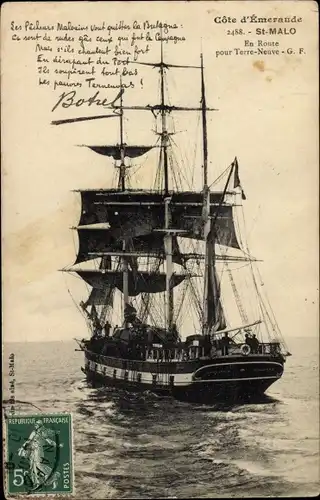 Ak Saint Malo Ille et Vilaine Bretagne, Segelschiff
