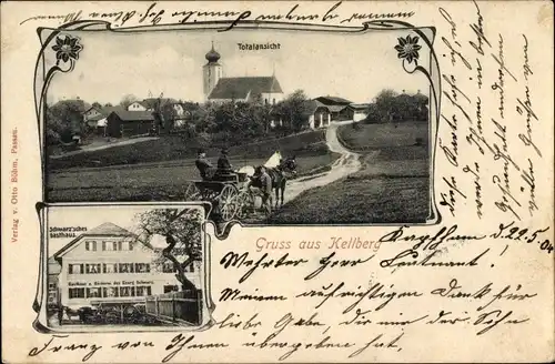 Ak Kellberg Thyrnau in Niederbayern, Gesamtansicht, Schwarzsches Gasthaus
