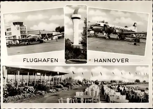 Ak Hannover in Niedersachsen, Flughafen, Passagierflugzeuge