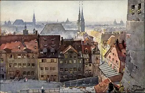Künstler Ak Schmidt, F., Nürnberg in Mittelfranken, Blick von der Burg