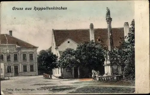 Ak Rappoltenkirchen Sieghartskirchen Niederösterreich, Volksschule, Denkmal