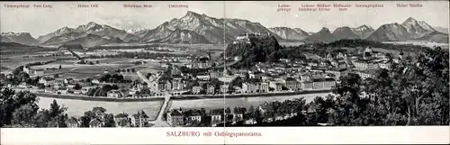 Klapp Ak Salzburg in Österreich, Totalansicht der Ortschaft, Hotel Kaiserin Elisabeth