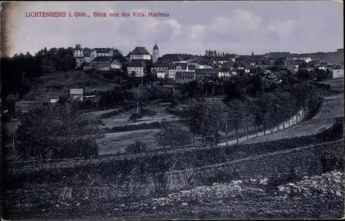 Ak Lichtenberg in Oberfranken, Blick von der Villa Marteau auf den Ort